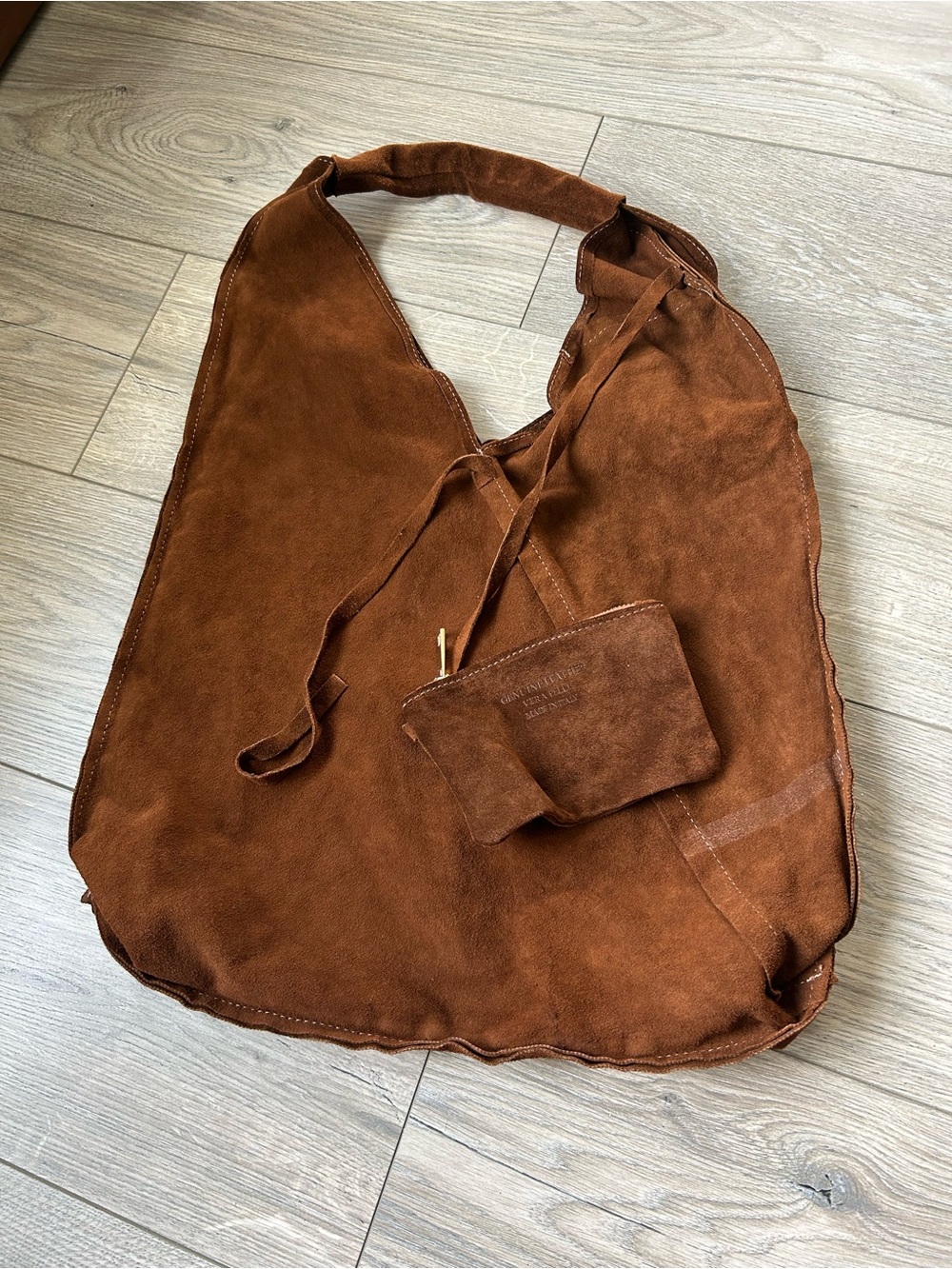 Brown Suede Hobo Slouchy Shoulder Bag - Picture 5 of 10